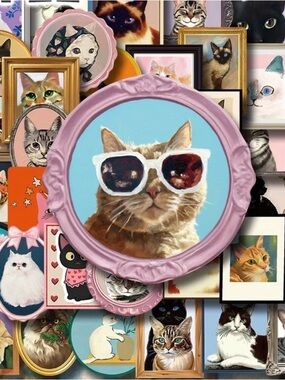 50 Vintage Cat Stickers Framed Cat Aesthetic Pack Gallery